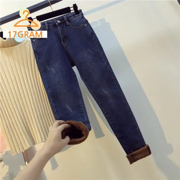 추천데님츠 플러스 기모 청바지 겨울 마른 두꺼운 따뜻한 피트 바