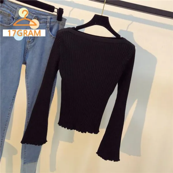 일상티셔츠 겨울 옷 New 스피커 짧은 나무 귀 스웨터 긴 소매