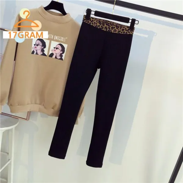 한파레깅스 겨울 플러스 기모 마른 New 두꺼운 검은 표범 바지