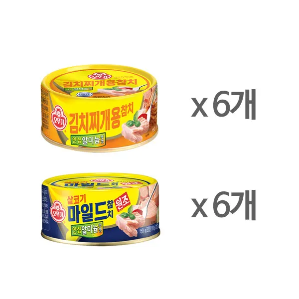  오뚜기 김치찌개용 참치 150g X6 + 마일드 참치 150g X6 단품