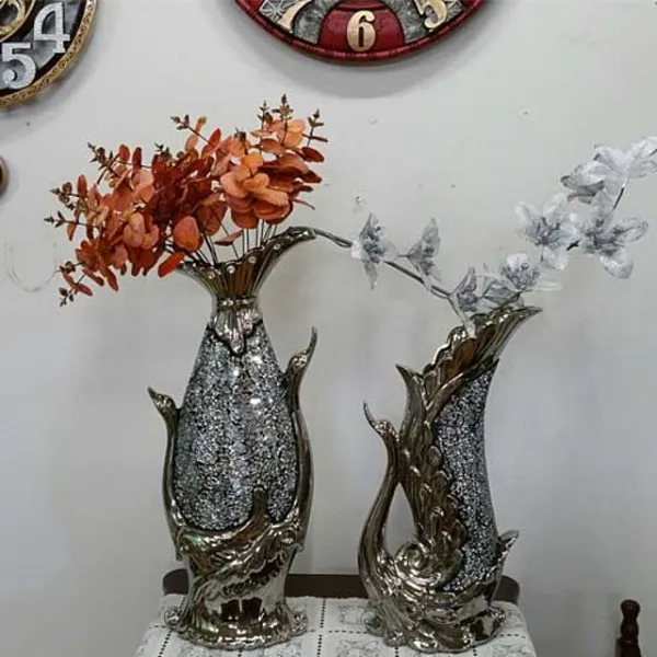 아기자기소품 장식용품 E3d24m 백조크랙화병세트꽃화병인테리어화병 카페장식 백조크랙화병세 실버
