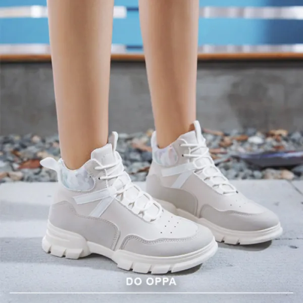 도오빠 여성 운동화 하이탑 키높이 겨울 봄 패션 신발 플랫 샌딩 부츠 마틴