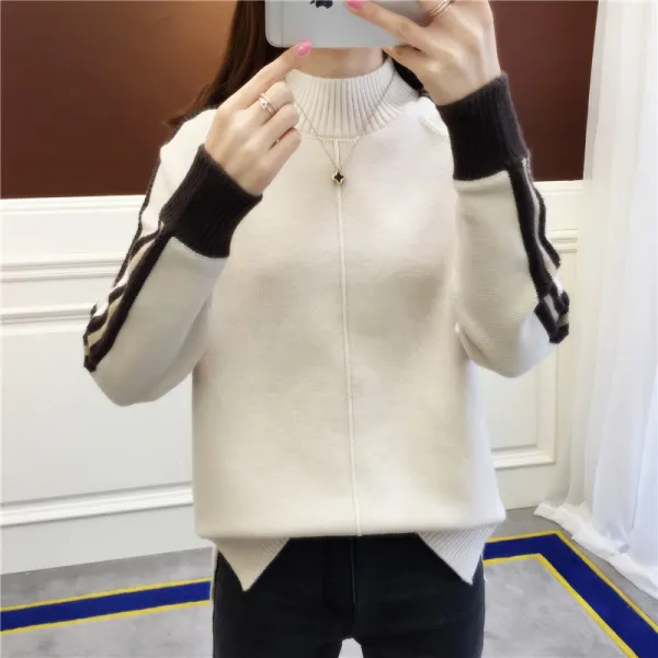 Zoneshop 여성 반폴라니트티 슬림핏 무지 티셔츠 새해 의류x20 580334362889