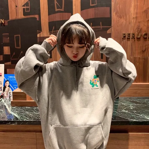 쇼핑하자 여자 데일리 캐릭터 패턴 후드 긴팔 티 여성후드티b29 583946666083