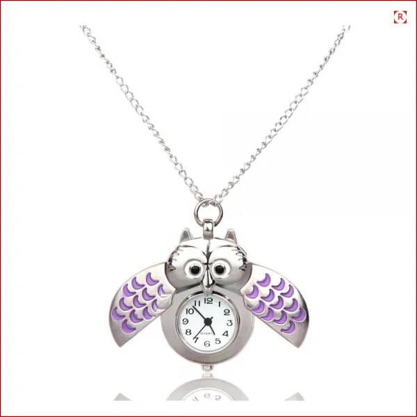 목걸이시계 회중시계 OWL Purple 부엉이 포켓워치 + 선물케이스 O4
