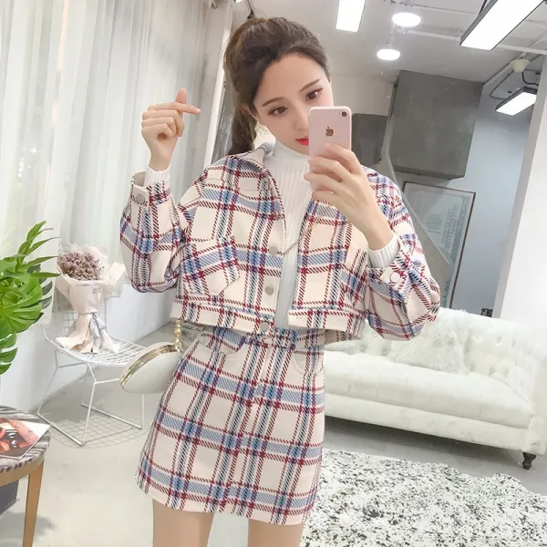 머머다 여성 모직 자켓 스커트 세트 투피스 겨울07 YYC07