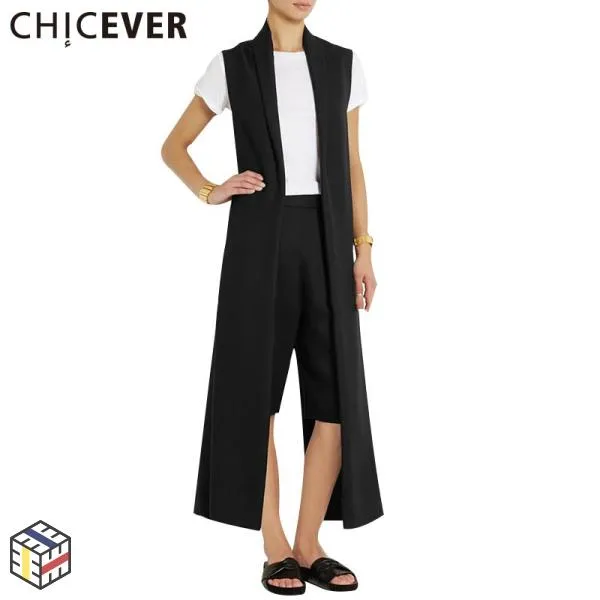 조끼 가디건 여성 롱 조끼를 들어 CHICEVER 양복