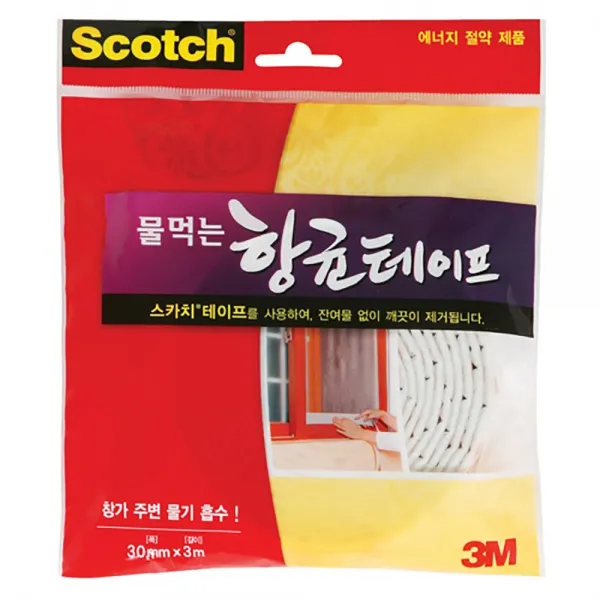 3M-테이프 문풍지 2400물먹는30X3 30mm (1EA) 보온테이프 문풍테이프 방풍지 틈새테이프 단열테이프, 단일상품