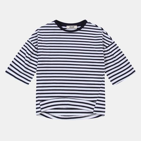 스탭키즈 스트라이프 핀턱 소매 티셔츠 Sila17804