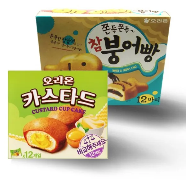 오리온 참붕어빵12마리(348g)+카스타드12p(276g) 붕어빵 파이간식세트, 1세트