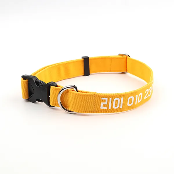 리이리이 소형견 중형견 대형견 강아지 목줄 이름 연락처 각인 목걸이, M-옐로우