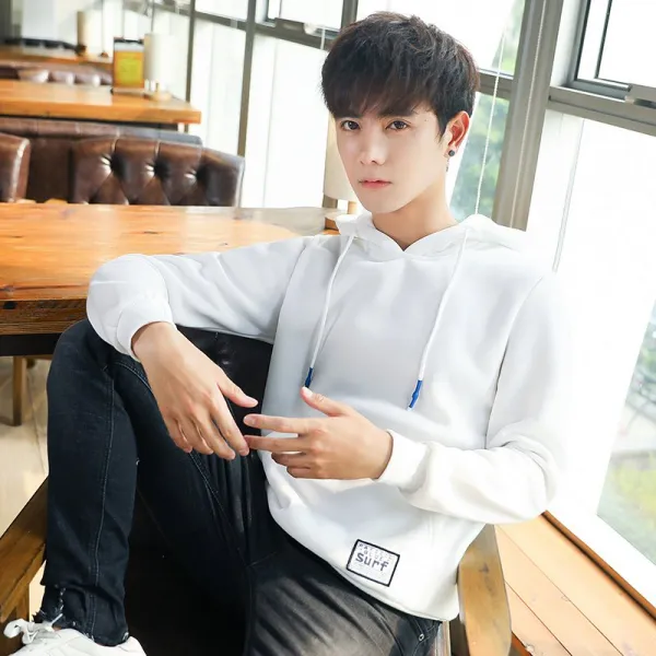 남성 루즈핏 무지 베이직 후드 티셔츠 데일리 룩 패션 학생