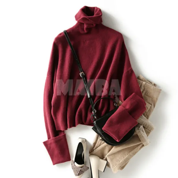 해외직구 구매대행 마이바 여성 앙모 와인컬러 터틀넥 니트