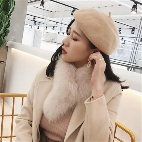 목도리 커낼리 챙목도리 퍼플밀수입 백여우 베이직 머플러 롱 폭스 퍼 워머 -000027561