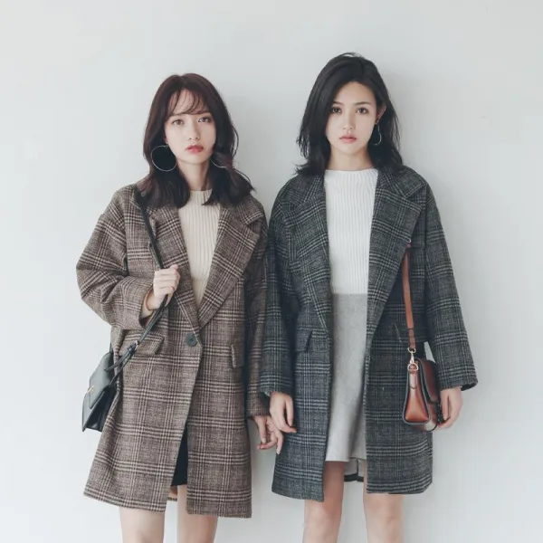 Qterra 특허브랜드 P190107408 체크코트 하프코트 코트 오버핏 루즈핏