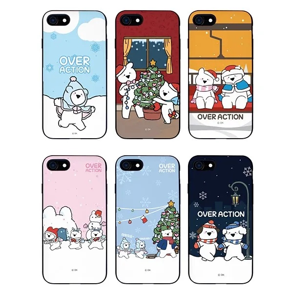 오버액션 스노우 슬림 카드 도어 범퍼 케이스 B 수납 거울 장착 휴대폰 케이스