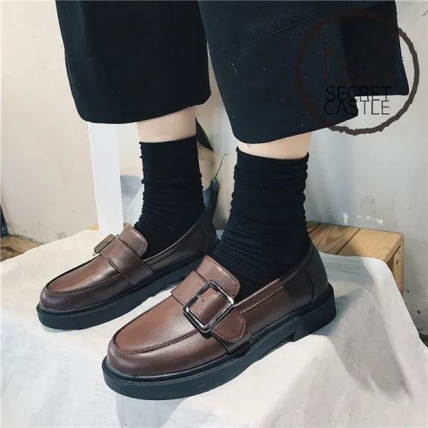 비밀의성 여성 기본 미들 로우 힐 단화 옥스포드화