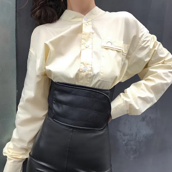 고위급 단색 순색 푸어 스타일리쉬 가을옷 옷질 상의 허리를굽히다 남방 셔츠 슬랙스 루즈핏