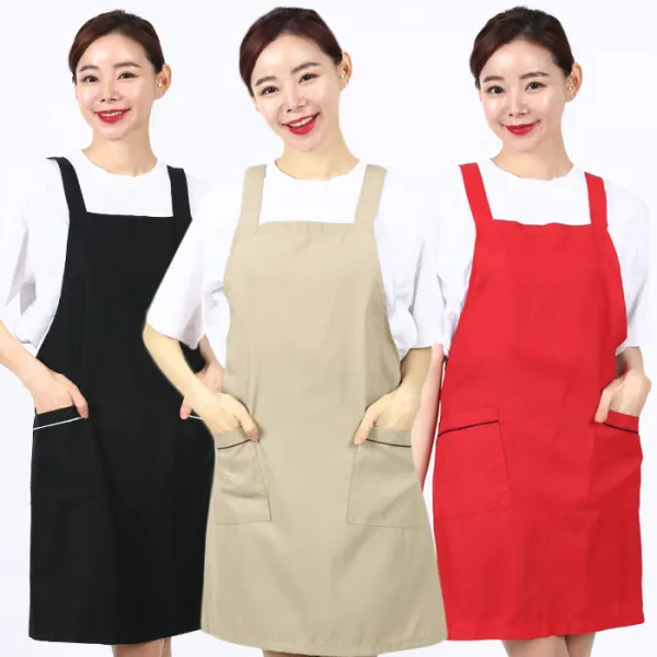 웰컴가운 앞치마 주방 시장 서빙 바자회 카페 LA81, LA81_블랙
