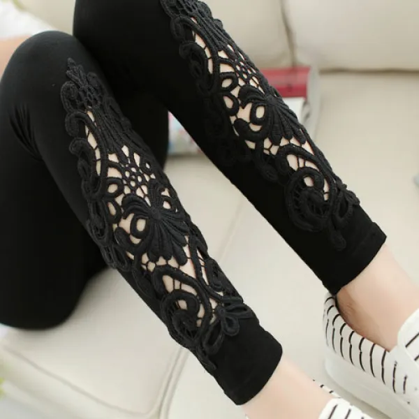 Joyce Shop 실키펀칭레깅스 오래달리기 여성레깅스 레깅스 쫄바지 빅사이즈 레이스여름