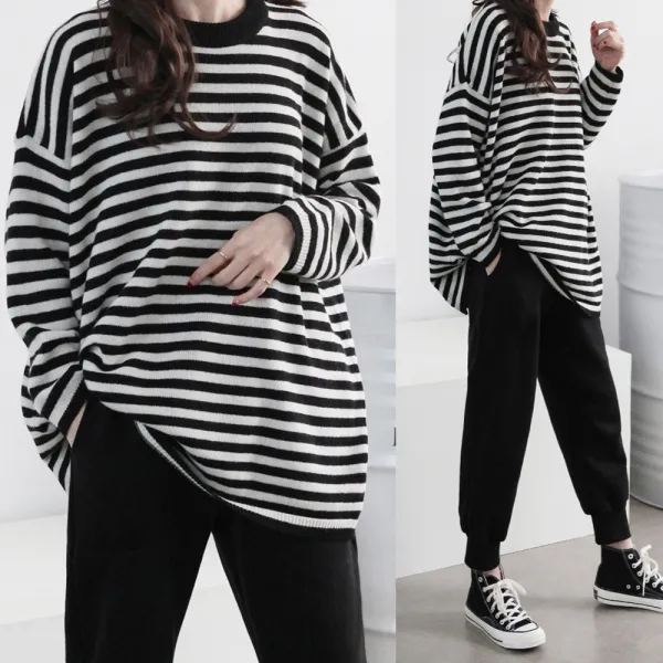 하늘바라기 여성용 단가라 오버핏 울 니트