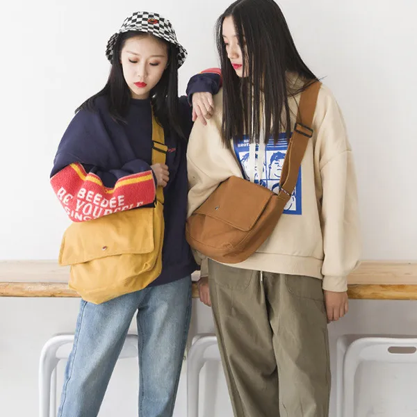 지니얼 여성 무지 심플 크로스백 캔버스백 에코백