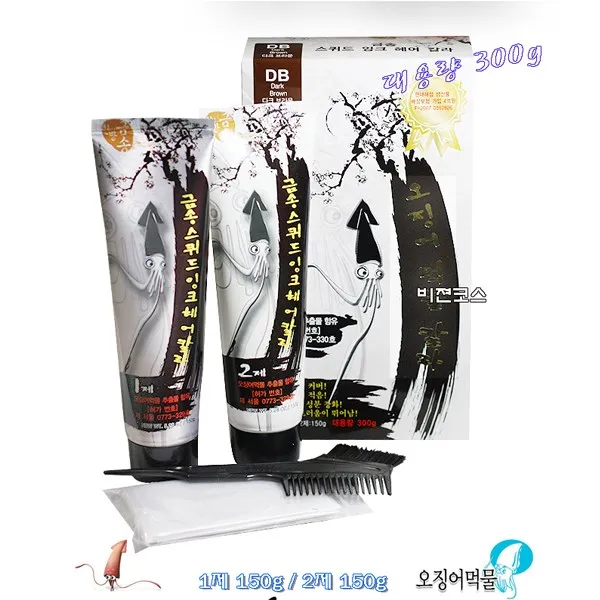 뉴겐코리아 한방 금송 오징어 먹물칼라 염색약, 블랙, 1개