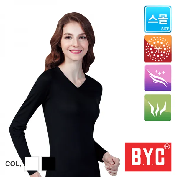BYC 보디히트 V넥 여성 발열 내의 내복 상의 BYL4970