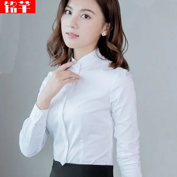 슬림 체형커버 슬림핏 날씬해보이는 스탠드카라 차이나카라 옷질 직업 실업계 남방 셔츠 여성
