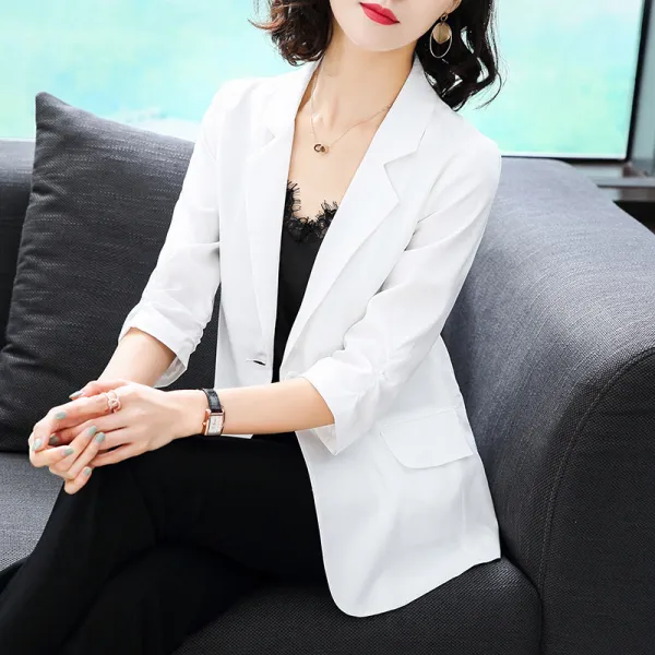 코트 점퍼 중량 옷질 가을 실키 실크 패브릭 직업 실업계 작은양복 5부소매