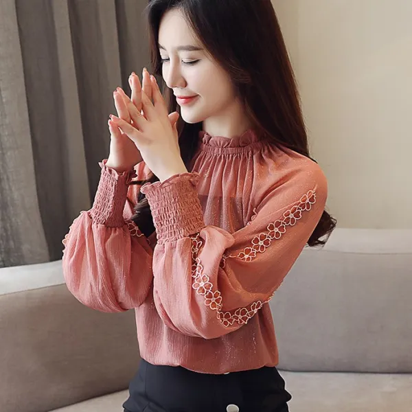[라라젤로] 여성 블라우스 브라우스 레이스 긴소매 셔츠 정장qo67 574021881499_OTJ5
