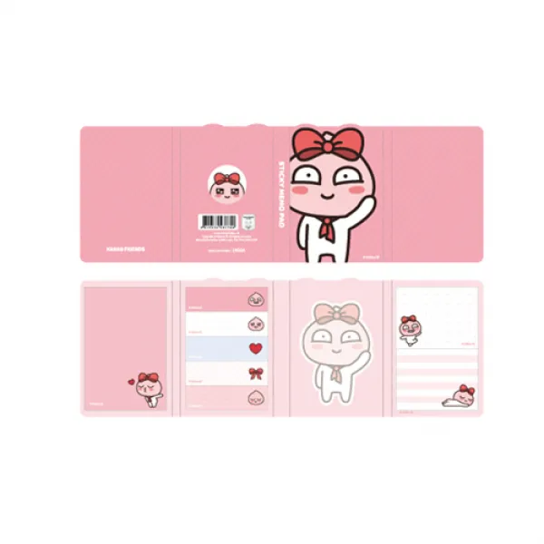 카카오프렌즈 리본테마 4단 점착메모지 메모지, 어피치, 1팩