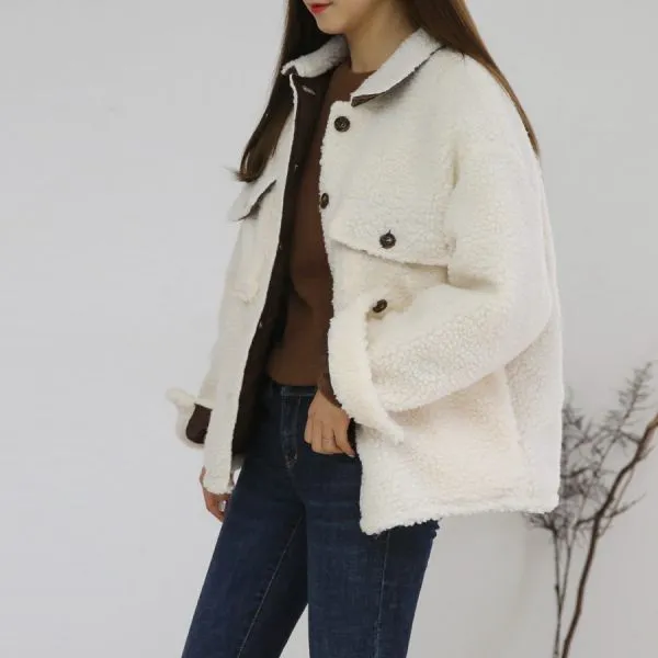 뽀글이미니자켓 1019186 그레이 모직 아이보리 울자켓 밤색 Gray 블랙 Black OUTER Chestnutbrown