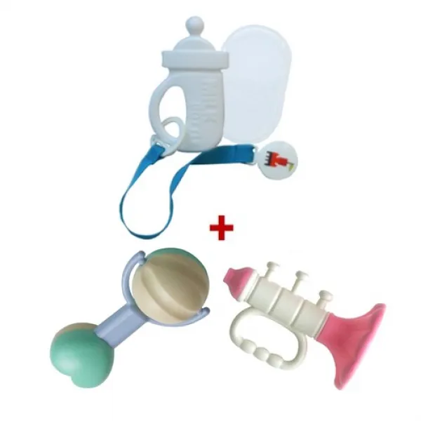 (심통) 심통젖병치발기+클립+하트딸랑이+나팔딸랑이 치발기