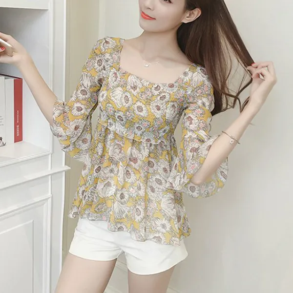 이레통상 여성 반팔 루즈핏 프린트 여름 블라우스lkc