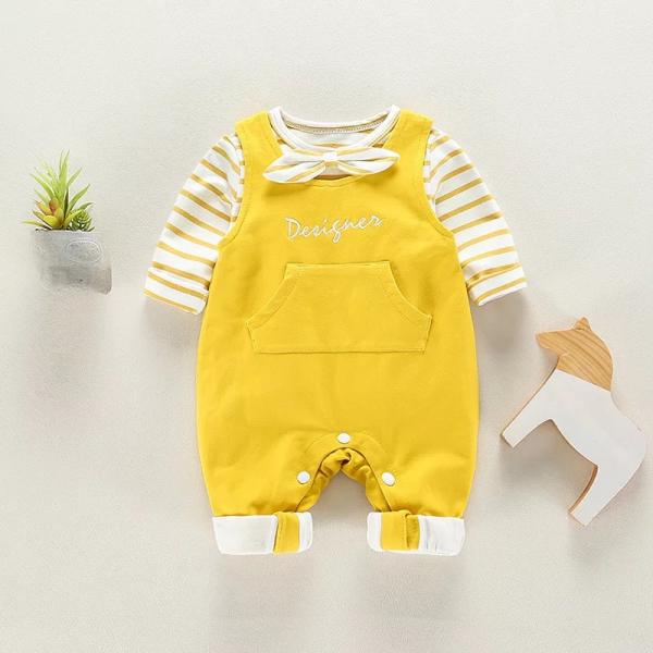 모모쨩 아기 줄무늬 멜빵우주복 2p세트 공용