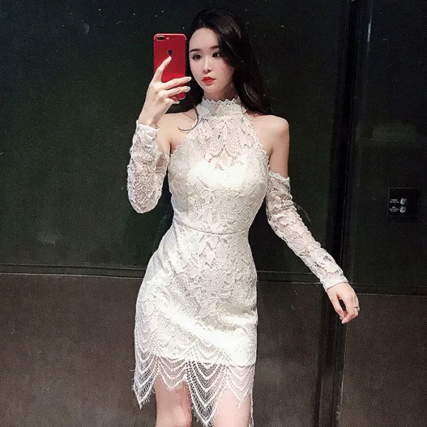 여자 섹시 홀복 드레스 꽃무늬 레이스 미니 원피스 언발오프숄더 걸그룹