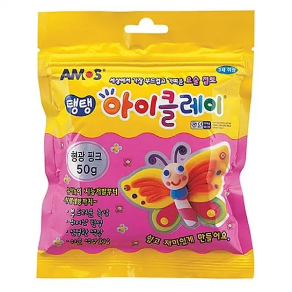 아모스 2500 탱탱 아이클레이 50g 형광핑크 갑 10개입