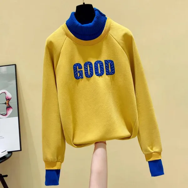 Qterra 특허브랜드 P190115364 여성 맨투맨 빅사이즈 기모추가 레이어드