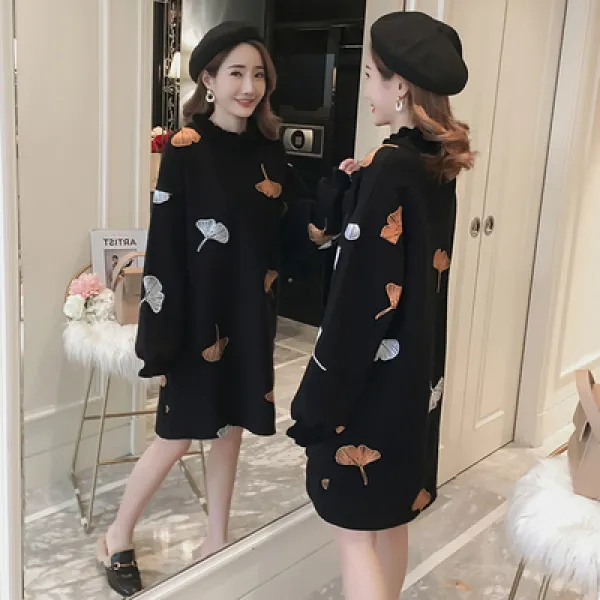 Zoneshop 여성니트 티 원피스 루즈핏 프린트 라운드 봄가을x13 581560345961_xf7w