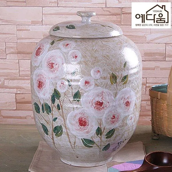 예다움 분청 남녁화 쌀독10kg 쌀보관통 쌀통 렌지대 황토쌀독 옹기쌀독 쌀뒤주 쌀독 원목쌀통 예쁜쌀독 여주쌀독 쌀항아리 뒤주