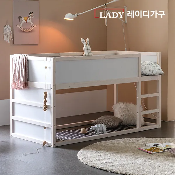 레이디가구 스칸딕 양면 벙커침대 + 견면매트리스2EA, 심플내추럴