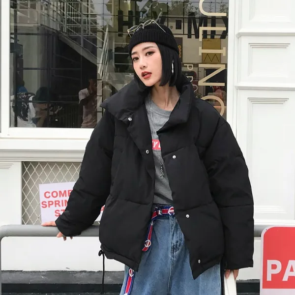 여성 아우터 빅카라 슬림 스트라이트 라인 코튼 패딩