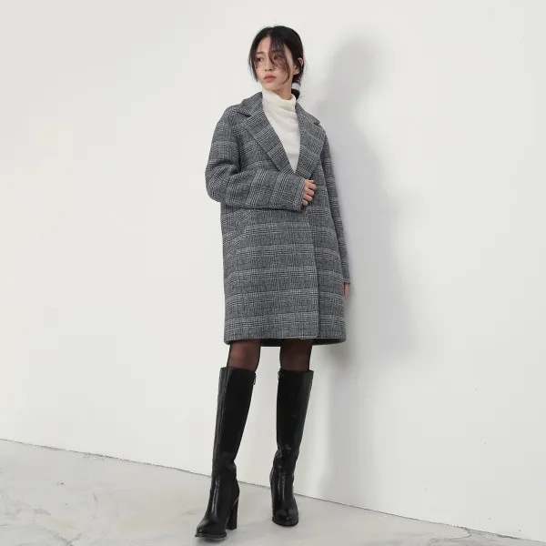 클라비스 글렌 체크 테일러드 루지 코트 2colors Cvjh91103m