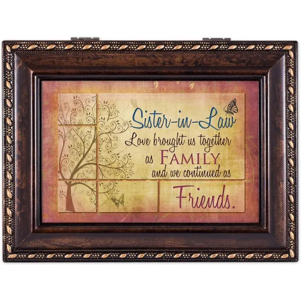 Cottage Garden 시누이 가족 친구 Burl Wood Finish 보석 음악 상자 - D에서 파헬벨의 Canon 조정하기