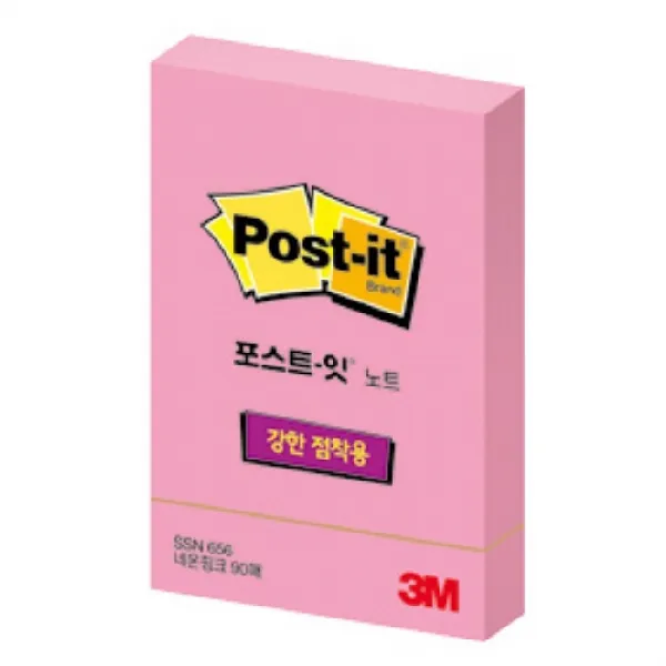  무배 3m 포스트 잇강한점착용노트 656_네온핑크 X8개