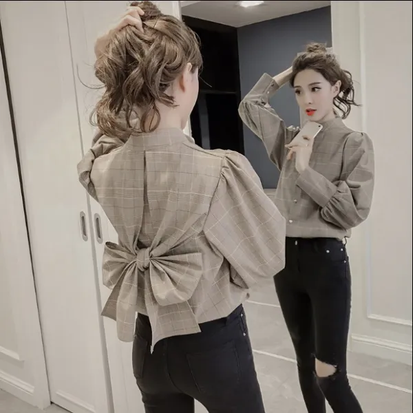 퀄리티 갑 루즈핏 리본 봄 블라우스 Anp26