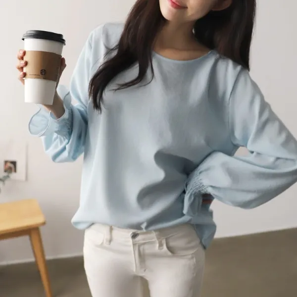 chicme 시크미 여성 소매 프릴 면 쉬폰 스트라이프 블라우스 셔츠 봄신상