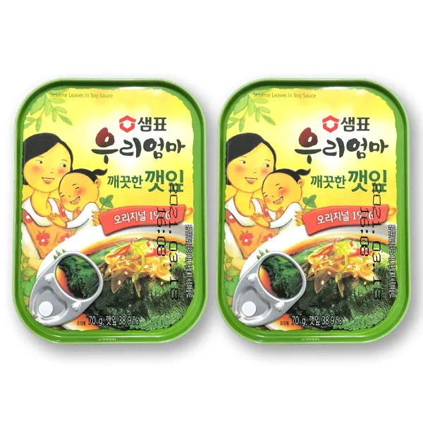 샘표우리엄마 깨끗한깻잎 기타반찬통조림 70g 2개