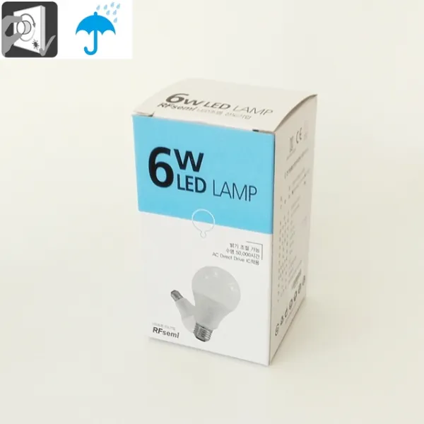 알에프세미 방수LED전구 6W 국내생산 5년AS보증 조광기사용가능, 주광색(하얀빛/5700K), 1개